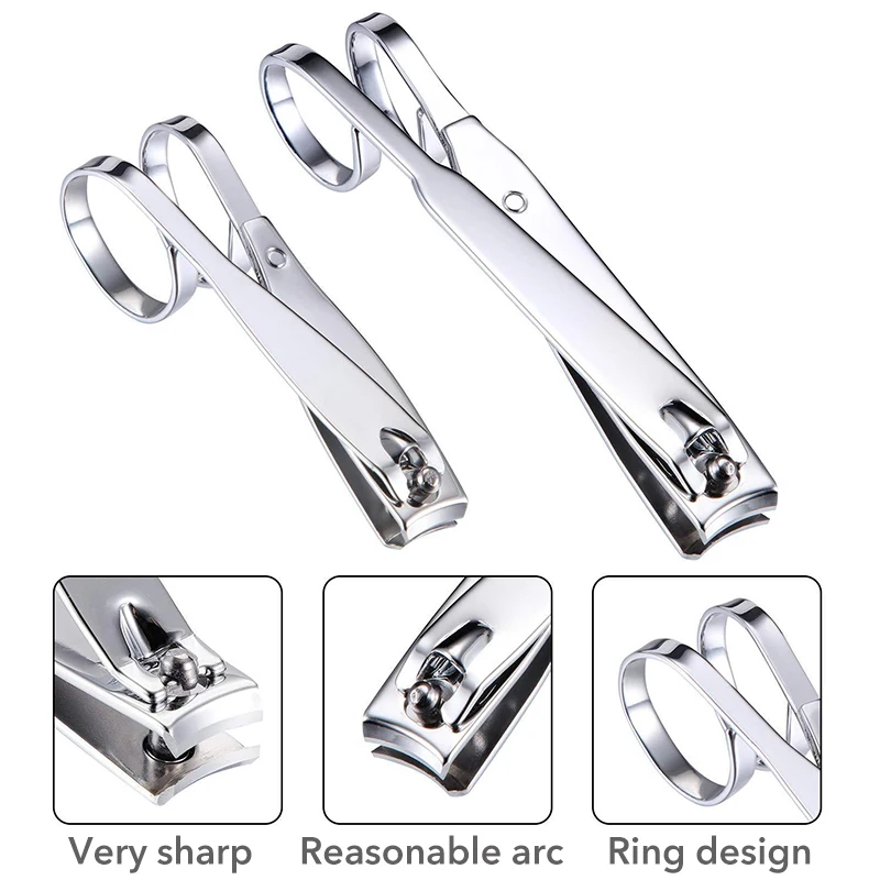 Carbon Steel Nail Clipper Cutter 1pcs 2 Size Professional Long handle Manicure Trimmer Toe Nail Clippers Knife Care Tools