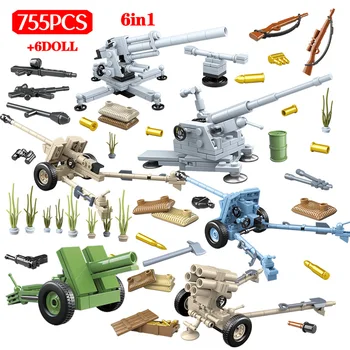 

Military Germany Gun Car Building Blocks WW2 City Police Soldier Police Figures 755pcs Bricks Education Toys for Boys