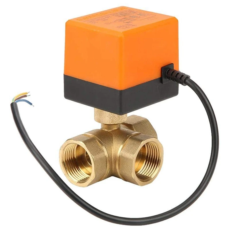 DN25 Three Way Electric Ball Valve Brass 1 Inch Lines Controls Water For Flow Control DC 24V | Обустройство дома