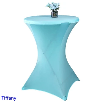 

Tiffany colour table cover cocktail table cloth spandex high bar table linen wedding party hotel table decoration on sale
