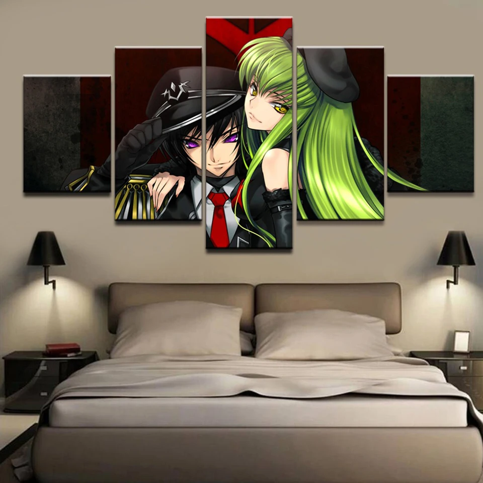 

HD Prints Pictures Home Decor 5 Pieces Code Geass Paintings Canvas Modular Animation Poster For Living Room Wall Art Framework