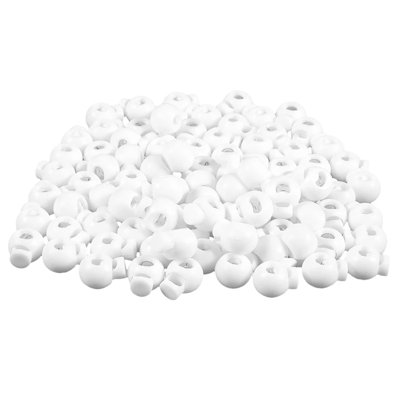 

100 pcs Cord Lock Stopper lock active end off Spherical spring white