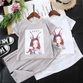 

Fashion Cotton girls summer outfits 2020 Children Cotton Clothing Sets Tshirt+Pants 2pecs Kids Clothes Girl Sport Suit