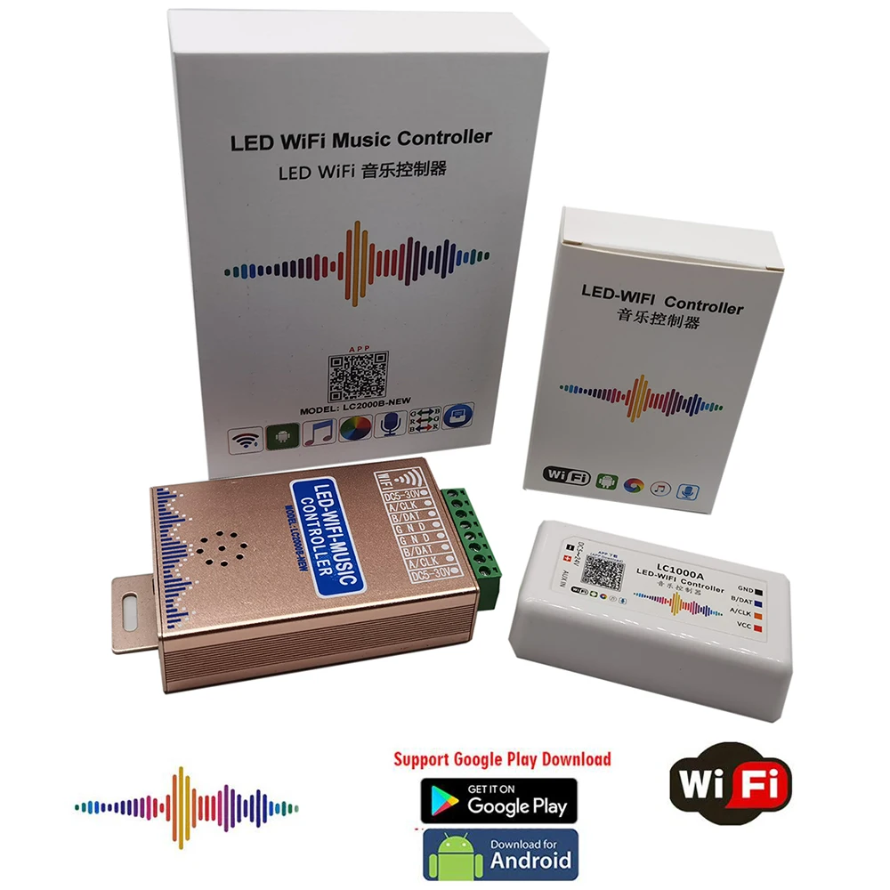 LC1000A LC2000B WIFI-SPI контроллер спектра музыки для светодиодной цифровой Пиксельной