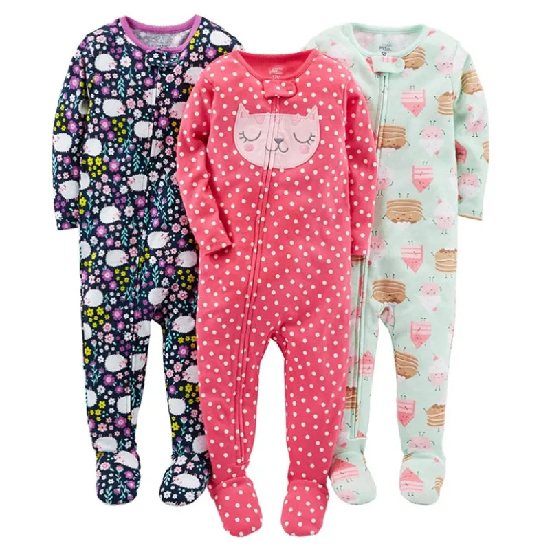 Boys and girls baby cotton rompers foot coveralls jumpsuits children's warm pajamas no foot cover cotton rompers kids pajamas
