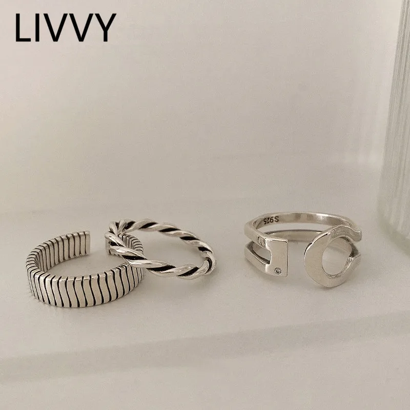 Silver Weaving Handmade Rings Charm Women Simple Geometry Vintage Party Accessories