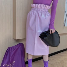 Модная осенняя и зимняя новая продукция, модная Однотонная юбка с высокой талией и цветком вишни, Женская юбка PA937