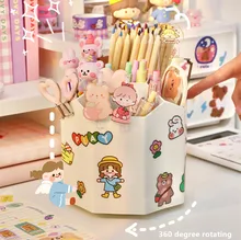 

5 Grid 360 Degree Rotating Pen Holder ABS Home Dec Desktop Organizer Large Capacity Pencil Box School Stationery