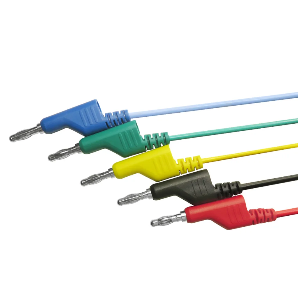 Silicone Banana Plug to Crocodile Alligator Clip Test Lead Wire Cable 5 pieces per Pack 1Meter 4mm Banana Plug