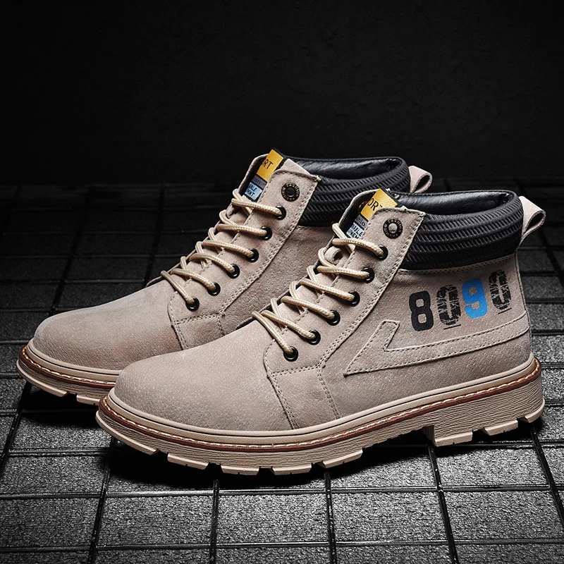 

New autumn and winter men's boots lace-up Increased within 6cm wear-resisting skid resistance casual shoes
