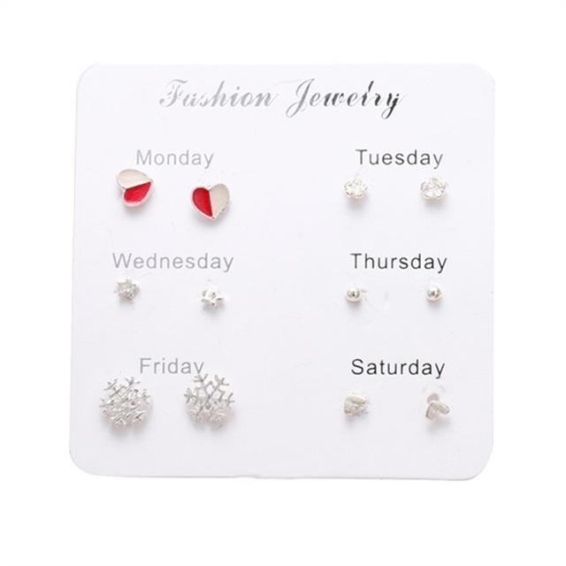 Fashion 3/6 Pairs Women's Earrings Korean Heart Stud Earrings for Women Pearl Earring Set 2021 Earings Jewelry Brincos Gifts