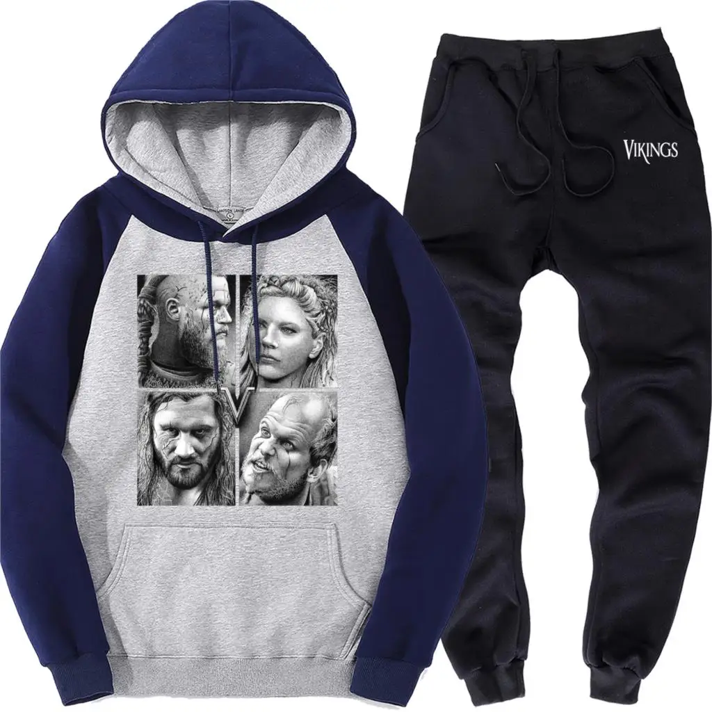 Ragnar Lothbrok Lagertha Athelstan, Мужская толстовка на молнии, Осенние флисовые спортивные штаны, уличная одежда, костюм хипстера, комплект