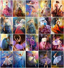 AZQSD Coloring By Numbers Dancer Girl On Canvas Frameless Acrylic Paint Painting By Numbers Portrait Handpainted Wall Decor