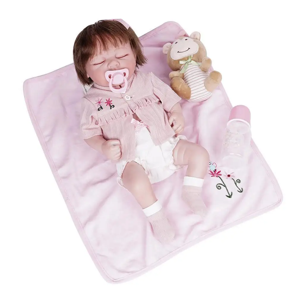 

NPK 48CM Newborn Babies Realistic Reborn Soft Full Body Slicone Lifelike Sleeping Baby Anatomically Correct Simulation Doll