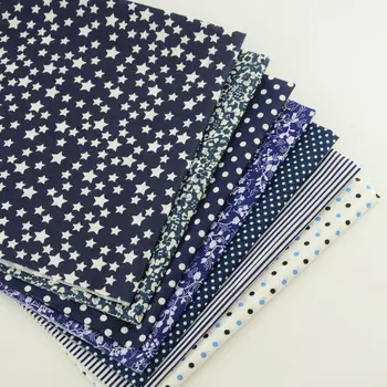 

100% Cotton Fabric 7PCS/lot Dark Blue Color Simple and Plain Pattern Quilting Meter Tecidos Fat Quarter Tissus Cutting Pieces