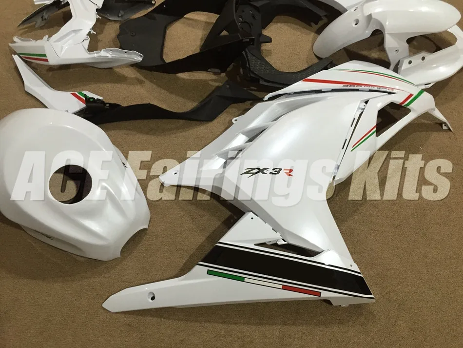 Топ ABS полный обтекатель для Kawasaki Ninja300 EX300 300R 2013 13 14 15 16 17 обтекатели комплект+ крышка бака белый