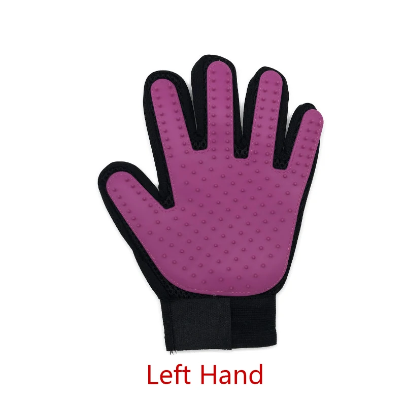 PURPLE LEFT Перчатки для ухода за котом, перчатки для кошек, перчатки для домашних животных, щетка для удаления шерсти, гребень, перчатки для домашних животных, массажные перчатки для уборки собак - Цвет: PURPLE LEFT