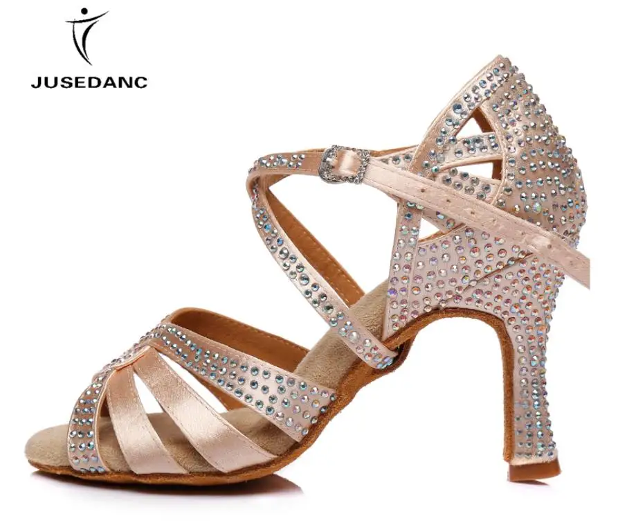Бальные туфли для девочек танцевальная обувь на каблуках женские бальные женские танцевальные сандалии туфли для танго женские JuseDanc - Цвет: skin heel 8.5cm