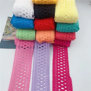 

15yards 7.5cm wide double colorful Cotton Ruffle Eyelet Lace trim Crafts/Costume//Sewing wholesale 3'' wide