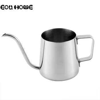 

350ML Silvery Hand Punch Coffee Pots Fine Long Mouth Spout Coffee Kettle Stainless Steel Body Teapot Drip Home Kitchen Tea Tools