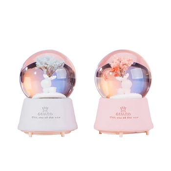 

New Crystal Ball LED Lights Room Layout Chic Glass Ball Fresh Decorative Battery Light Home Decoration Music box resin crafts