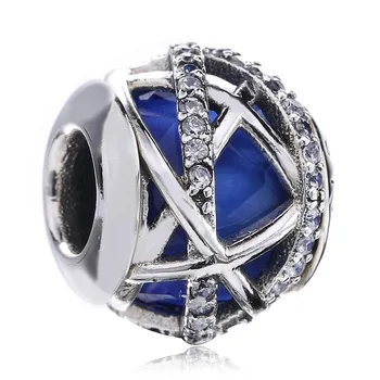 

Original Royal Blue Star Galaxy With Crystal Beads Fit 925 Sterling Silver Bead Charm Women Bracelet Bangle Diy Jewelry