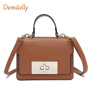 

Fashionable simple women's handbag wild casual lady messenger shoulder bag PU leather solid color small square bag