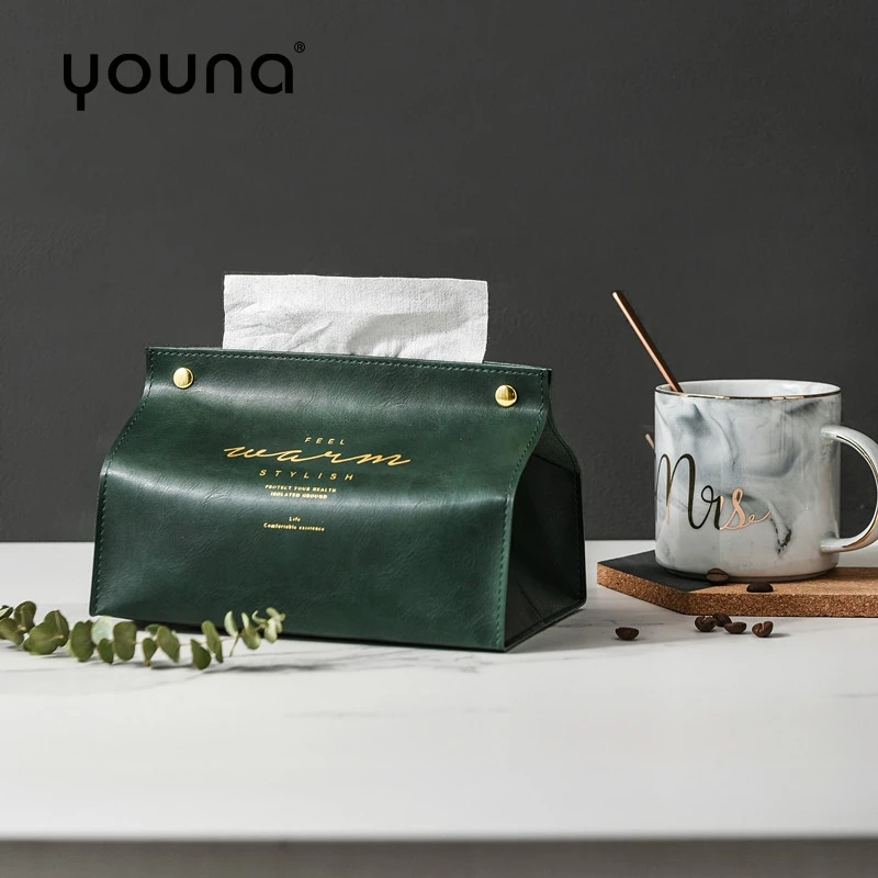 

Creative European Leather Home Tissue Box Cover Nordic Simple Desktop Napkin Holders Tissue Dispenser for shop Living Room Car