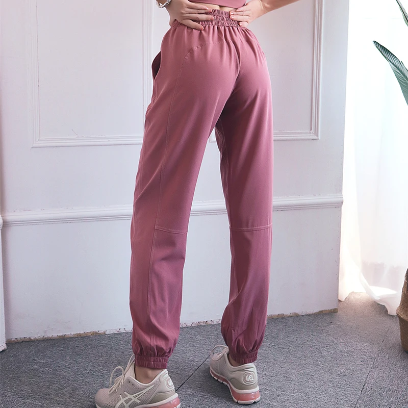 Female Yoga Training Pants Sports Trousers Exercise Fitness High Waist Drawstring Running Jogging Pants Workout Yoga casual sports pants