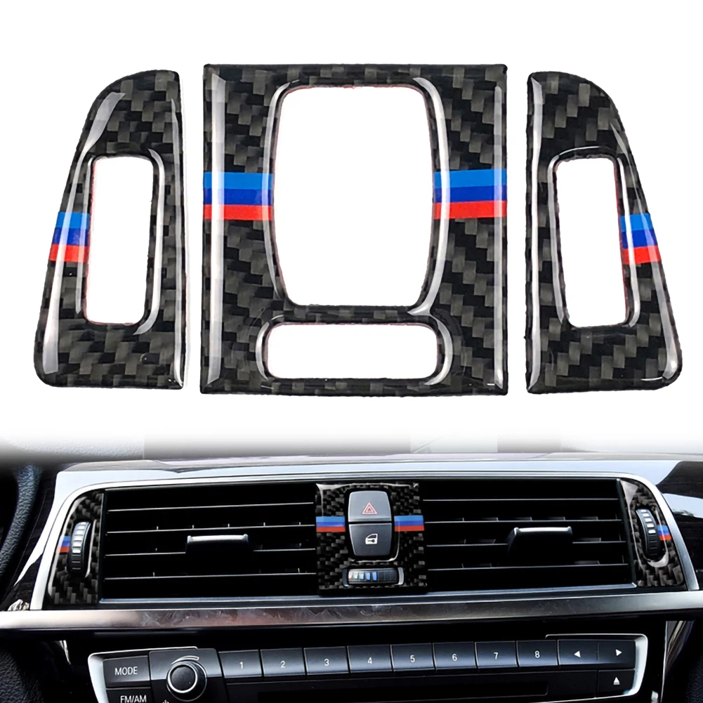 

Carbon Fiber Car Center Console A/C Vent Air Conditioning Outlet Panel Outlet Frame Cover Trim For BMW 3 Series 4 F30 F31