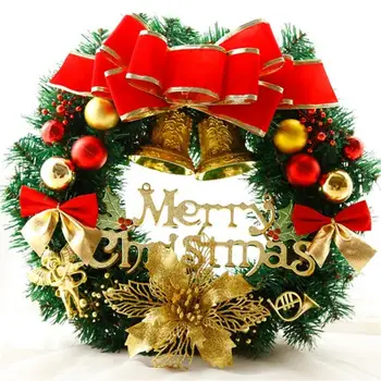 

Christmas wreath round Handcrafted New Year Elegant Holiday Wreath Pine Wreath Front Door Wall Garland Decoration Party Supplies