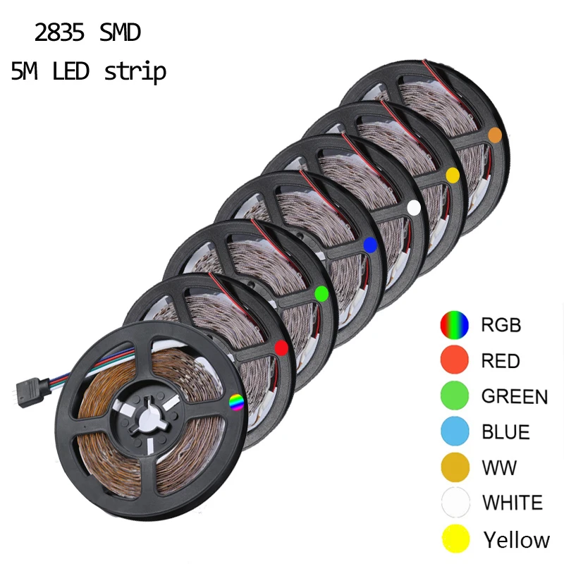 5 м 5050 2835 Светодиодная лента 12 В постоянного тока RGB гибкая светодиодная
