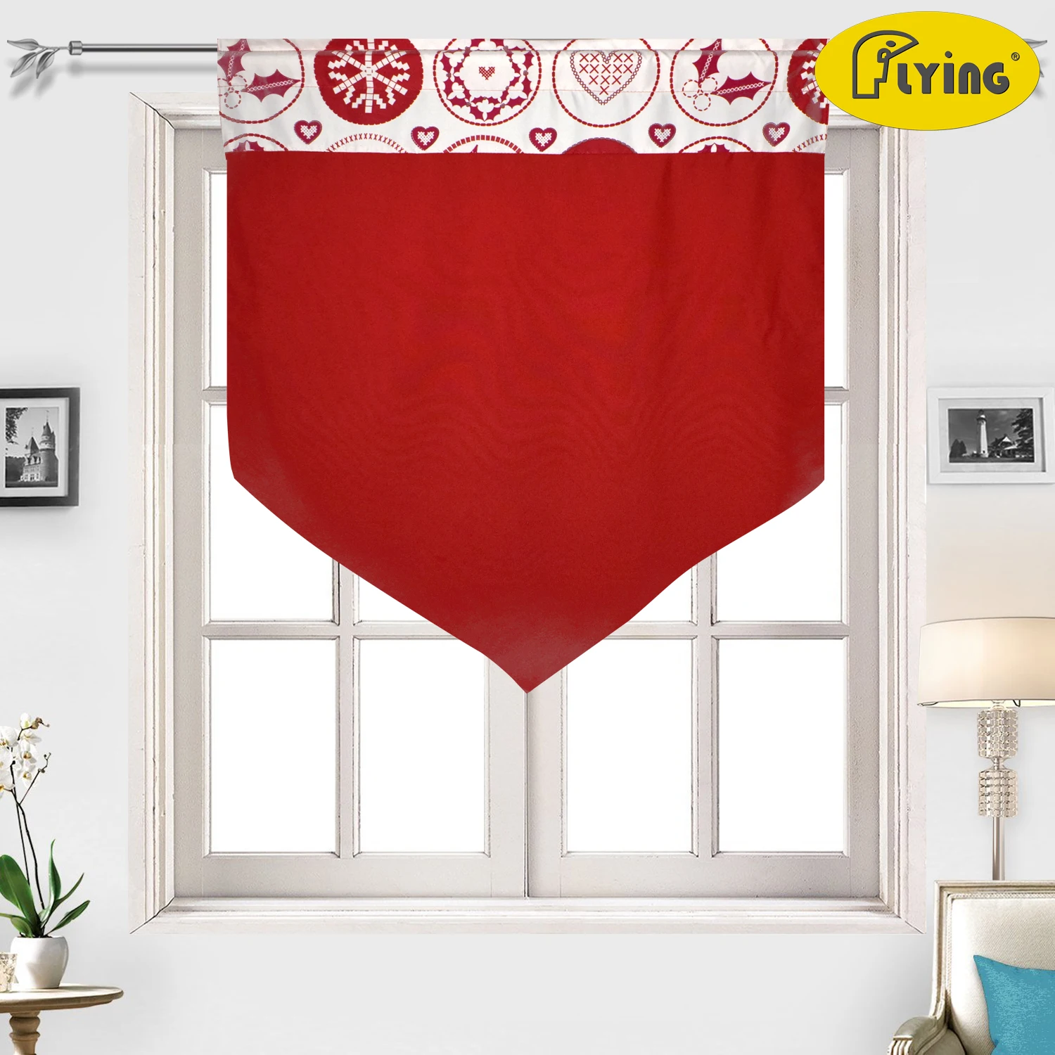 Летающий напечатанный и окрашивающий тканевый кухонный оконный щит, дизайнерский занавес для рождественского шоу, 60%-70% затеняющий занавес