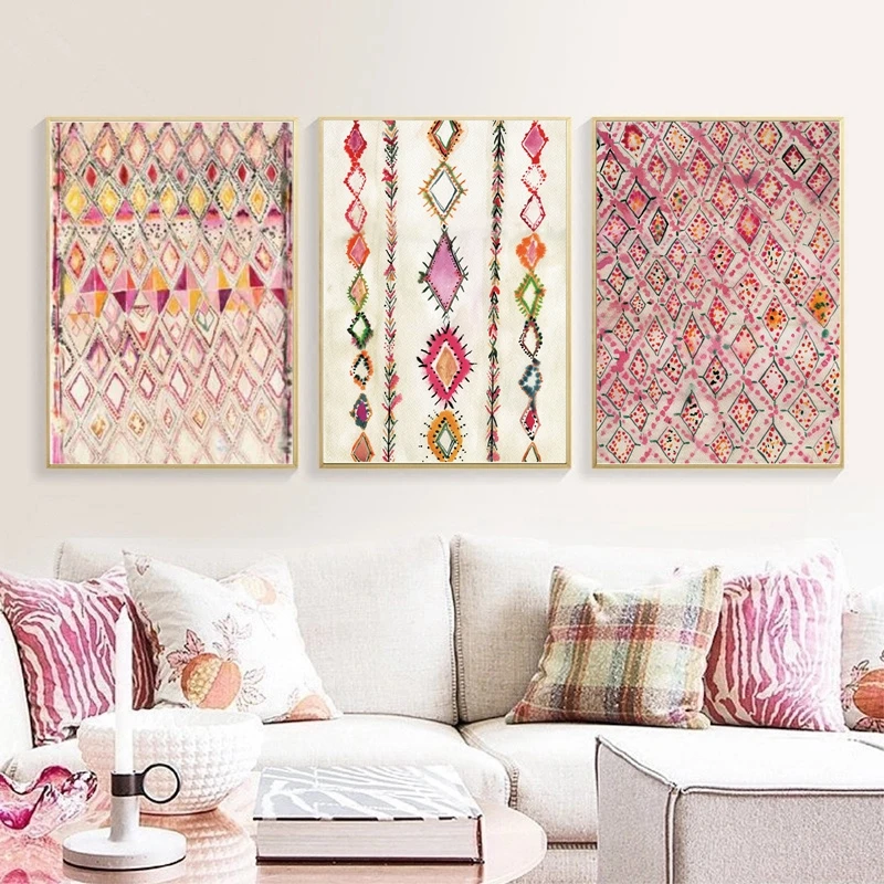 Moroccan Rug Wall Art Canvas Painting Eclectic Home Decor