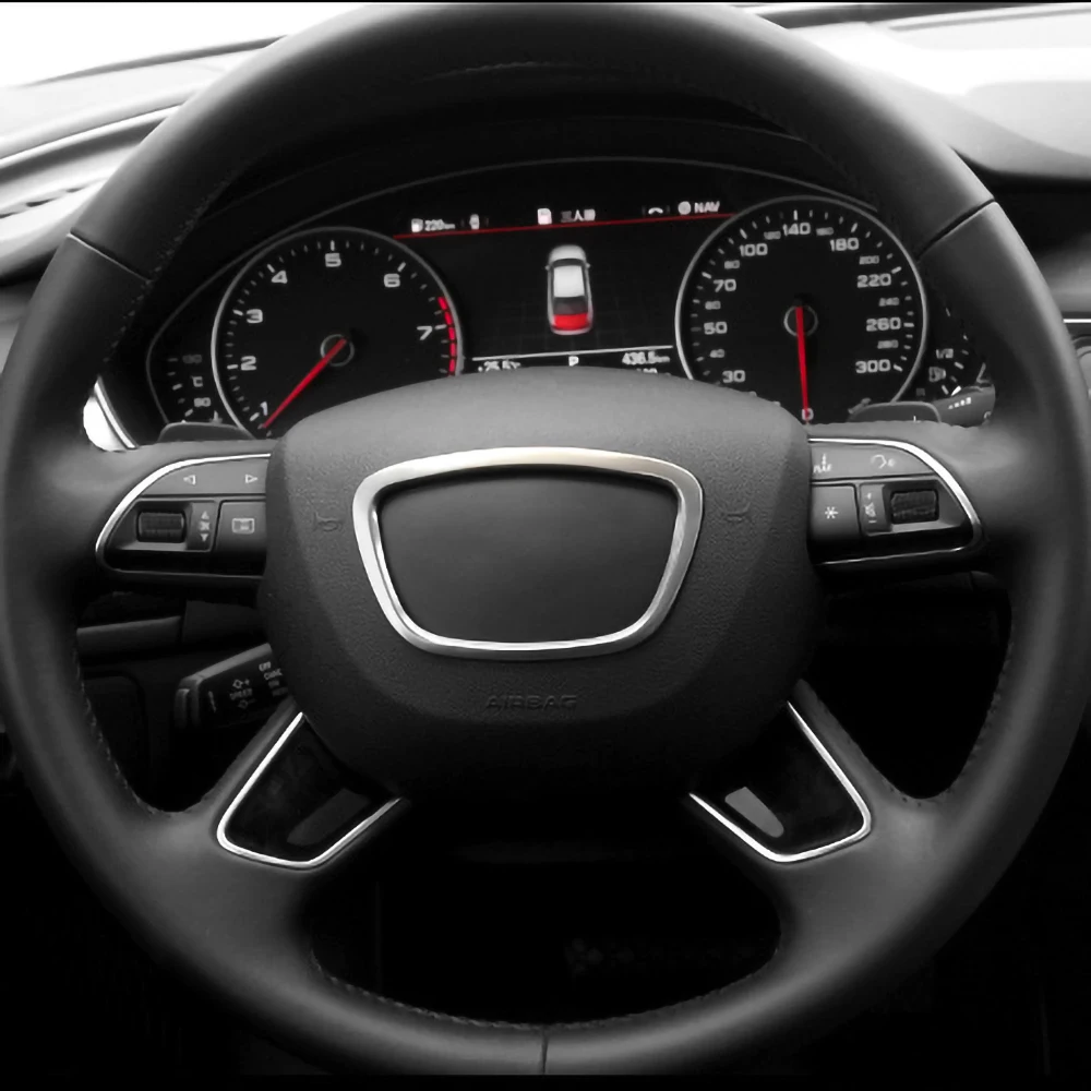 Авто рулевого колеса автомобиля обод для колеса Стикеры Автомобильная наклейка для внутреннего интерьера для Audi A6 C6 A6L A3 A8 A4L Q3 Q5 Q7 рулевое колесо крышка автомобильные аксессуары