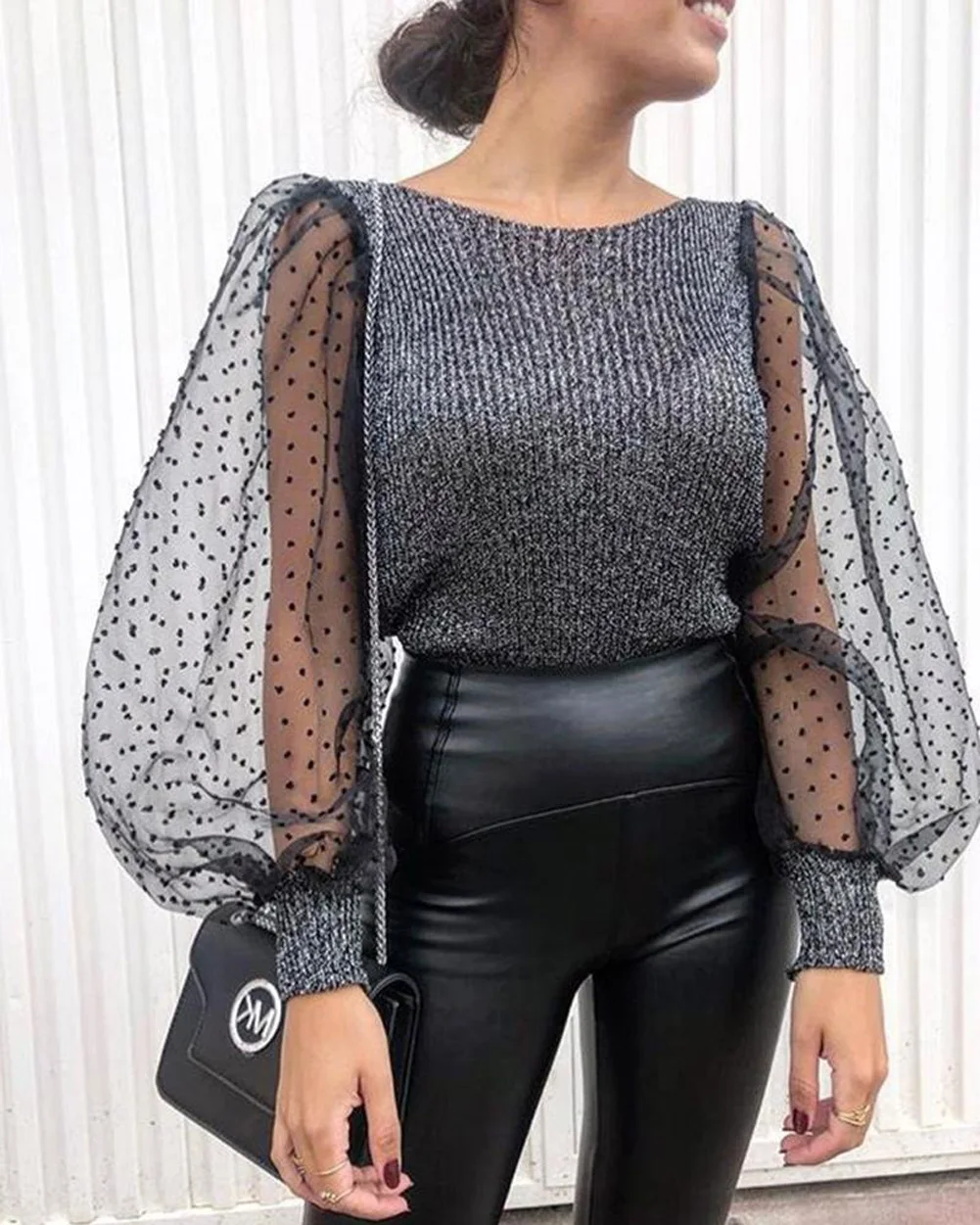 Womens See through Top Sheer Mesh Slim 