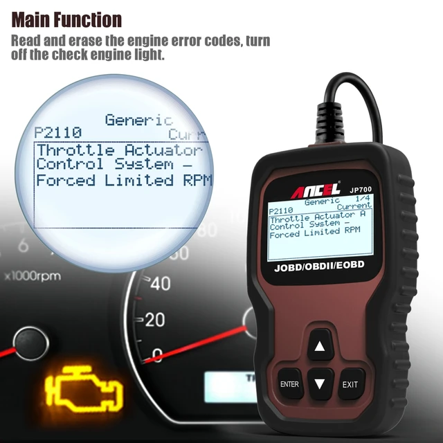  ANCEL JP700 Lecteur de Codes OBD (Véhicules Japonais) Véhicules  OBD2 Scanner de Voyant de Vérificateur du Moteur, Outil de Lecture et  d'effacement des Codes d'erreur