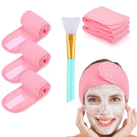 3pcs Adjustable Facial Headband with 1 Mask Brush Yoga Spa Bath Shower Makeup Wash Face Cosmetic Head Band Make Up Accessories 1