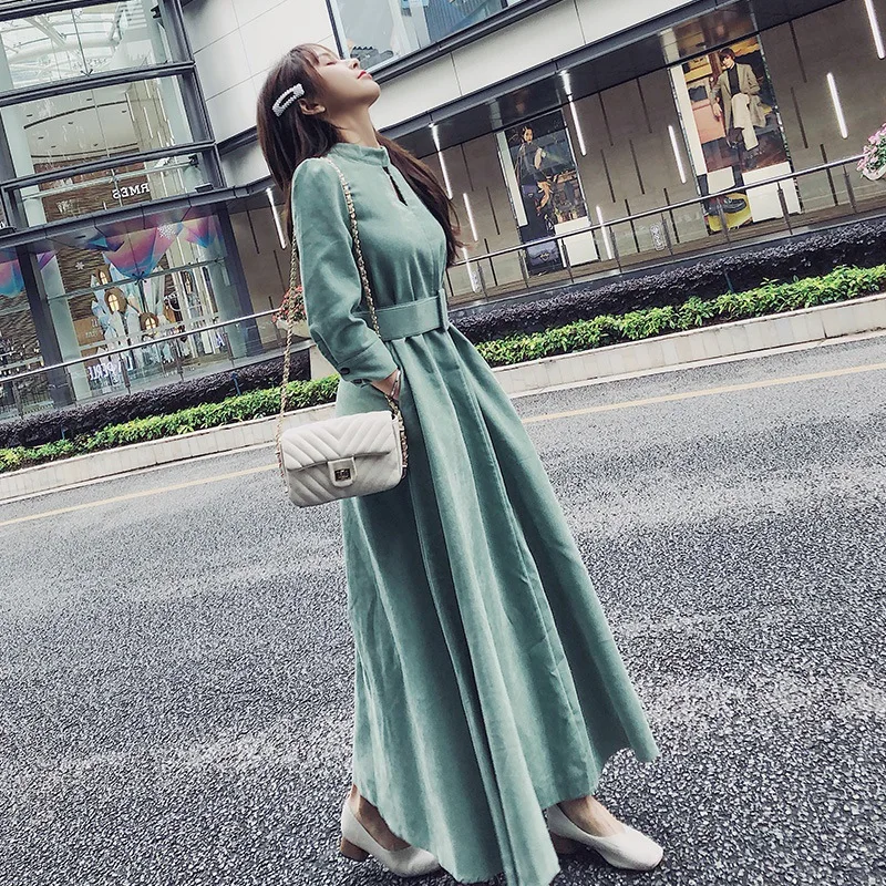 Холодное женское платье Platycodon Grandiflorum Юбка Ретро Hong Kong юбка вельветовое платье богиня Высокая холодная веер элегантное Ло