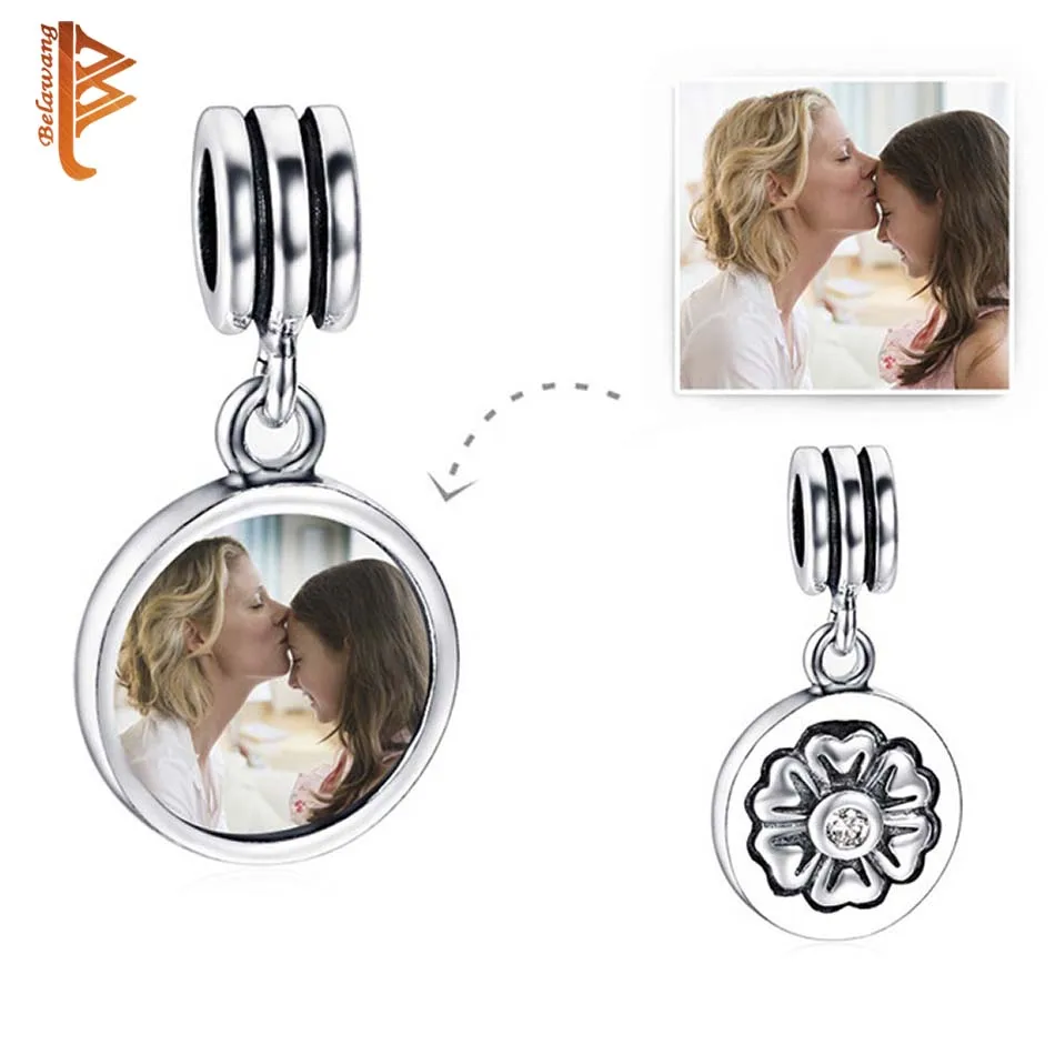 

BELAWANG Personalized 925 Sterling Silver Forever Love Photo Charms Fit Engravable Customize Photo Love Beads DIY Jewelry