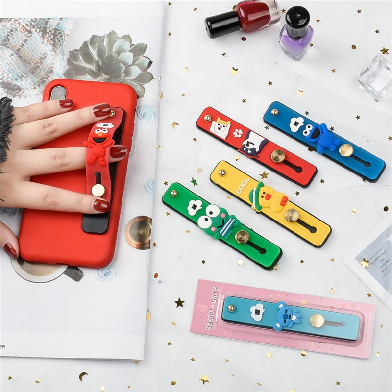 

Finger Grip Phone Finger Holder Push Pull Universal Mobile Finger Holder Wrist Band Phone Holder Stand Silicone Phone Bracket