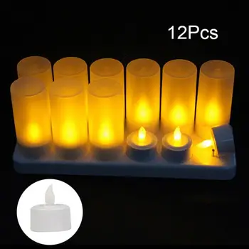 

12Pcs Rechargeable LED Flameless Candle Light Long Lasting for Restaurants Home Party Decor DAG-ship