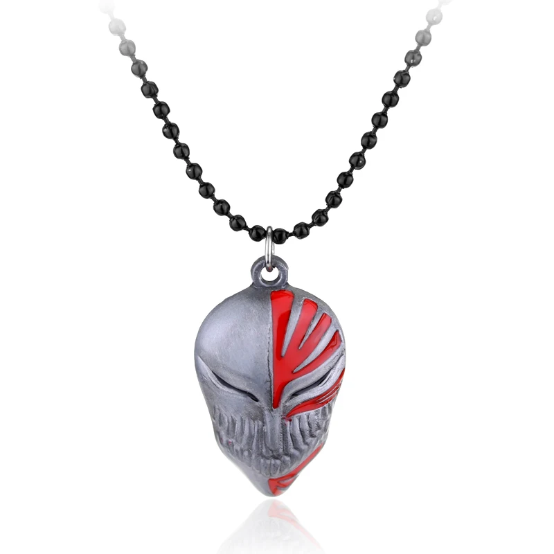 Anime Bleach Kurosaki Mask Necklace Peripheral Cartoon Cosplay Badge Black Bleeding Chain Punk Holiday Christmas Accessorie Gift | Украшения