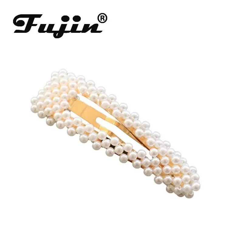 Fujin Korea Fashion Solid Pearl Hair Clips for Women Barrette Hairpins Trendy Handmade Styling Accessories Nice Gifts |