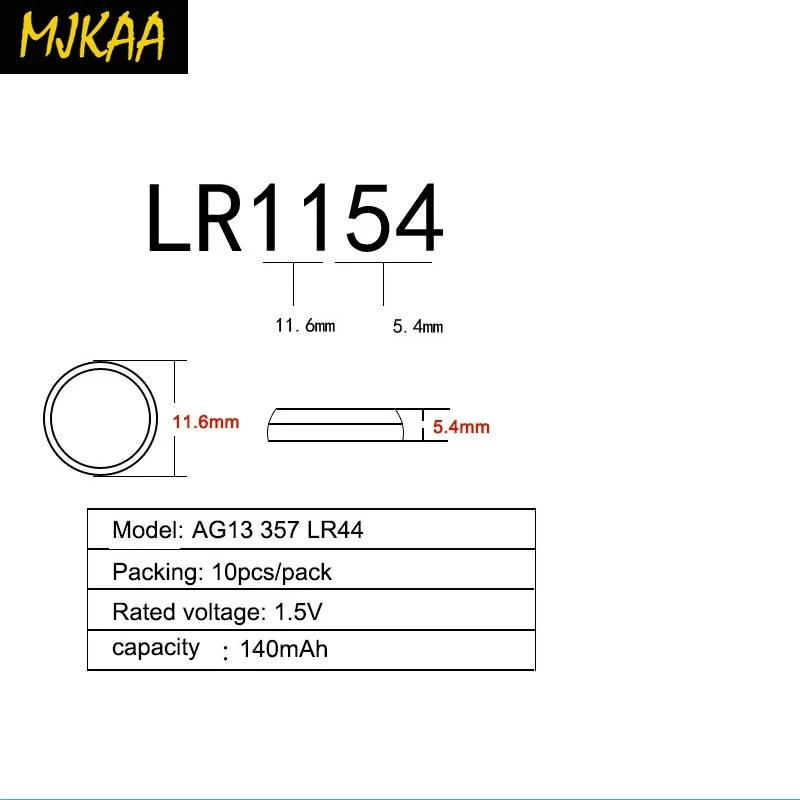 MJKAA Лидер продаж 400 шт. LR44 357A A76 303 AG13 SR44SW SP76 L1154 RW82 RW42 щелочные батареи таблеточного Батарея длительный