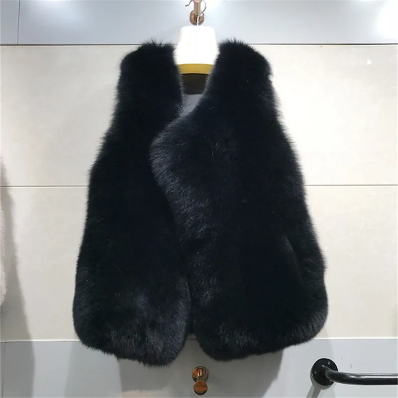 Autumn Winter Women's Genuine Real Whole skin Fox Fur Vest Lady Slim Waistcoat Gilet