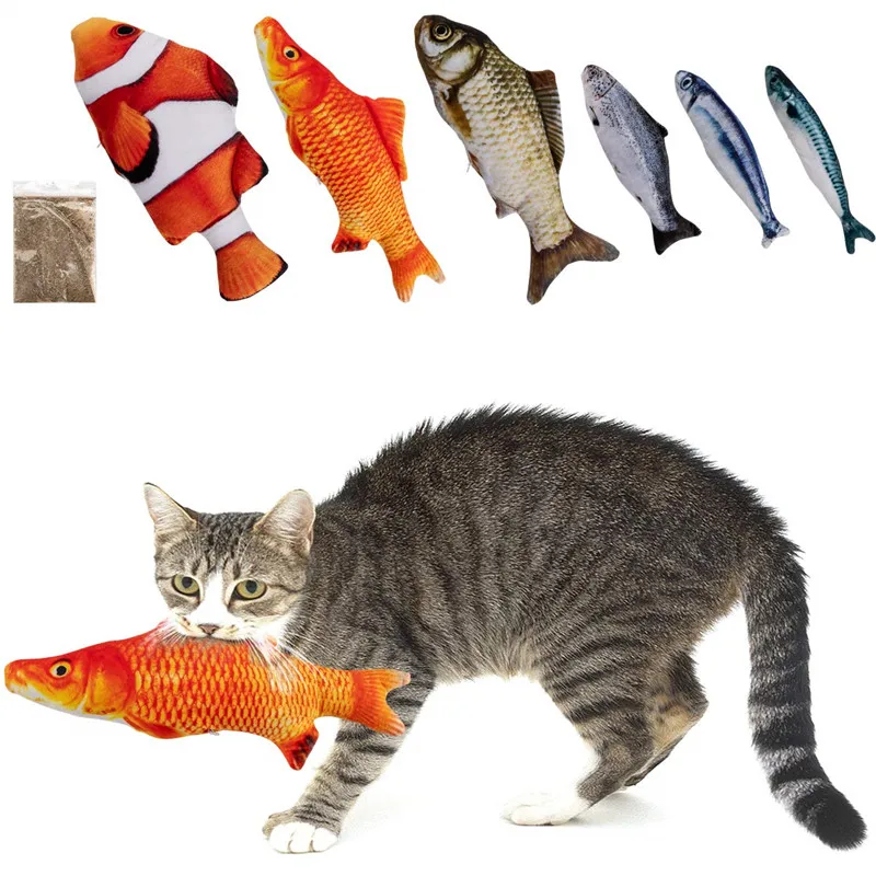 

Creative Catnip Toys Kitten Toys Cat Toy Fish Plush Fishes Dolls Interactive Pets Pillow Chew Toys for Cats Pet Supplies DM126