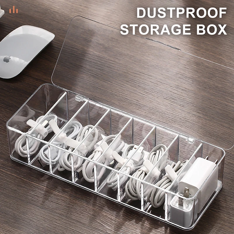 Transparent Cable Organizer Storage Box Travel Electronic Accessories USB Charger Power Bank Holder Case For Office Supply | Дом и сад