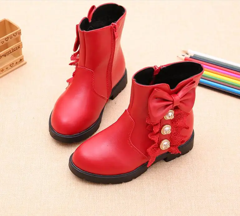 Новые осенне-зимние детские ботинки для девочек ботинки из искусственной кожи Модные Ботинки martin детская обувь принцессы для девочек Размеры 27-37