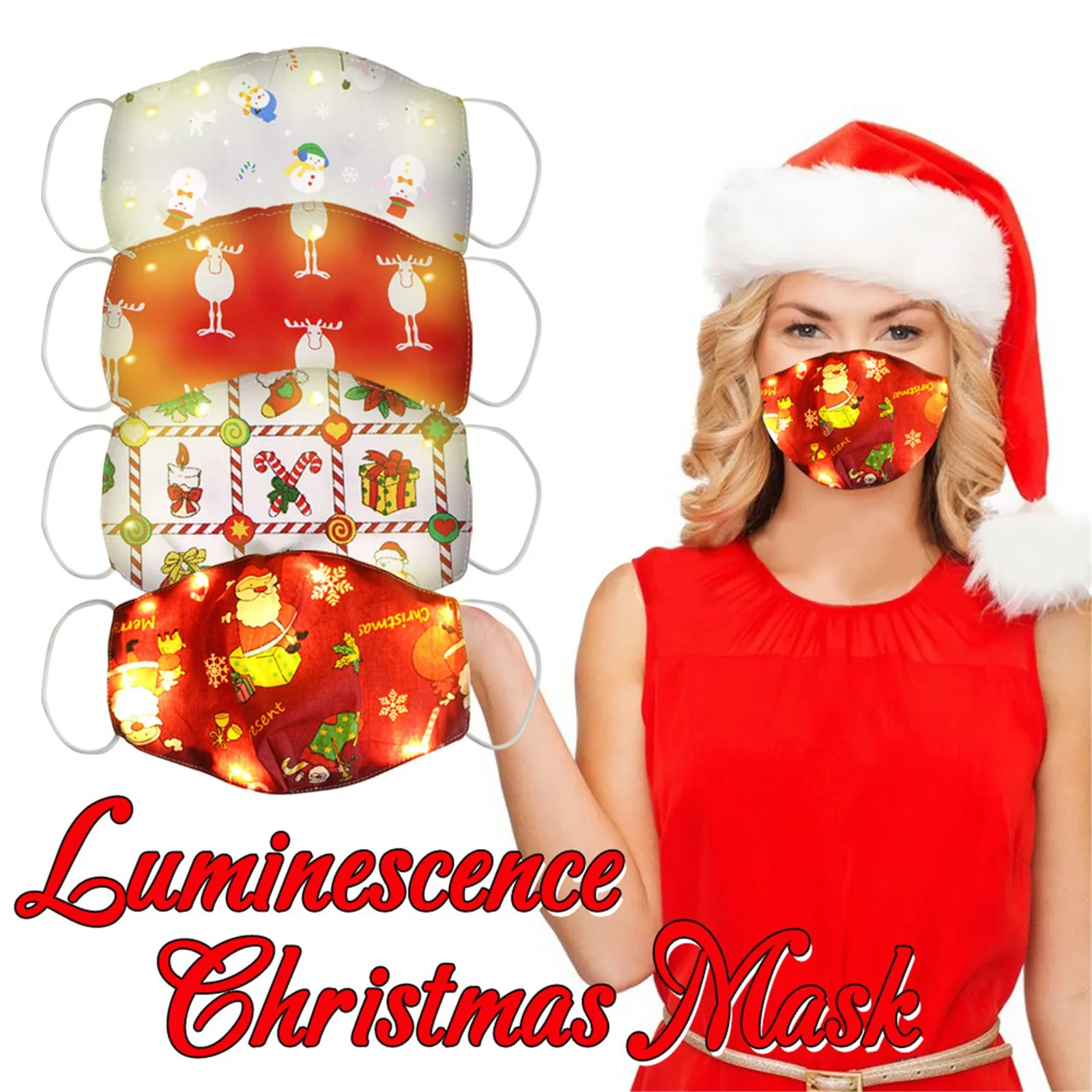 Christmas Lights Glowing Face Mask For Women Men Fashion Reusable Light Up Christmas Led Luminous Masks Медицинские Маски 2